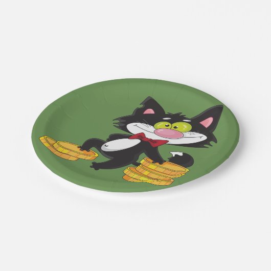 Assiettes En Carton Chat Avec Plaques Papier Argent (Angle)