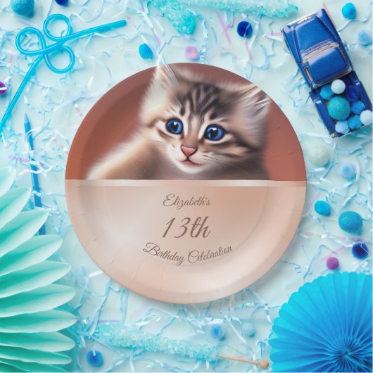 Assiettes En Carton Chat bébé mignonne | Plaques papier d'anniversaire (Fête)