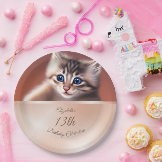 Assiettes En Carton Chat bébé mignonne | Plaques papier d'anniversaire (Fête)