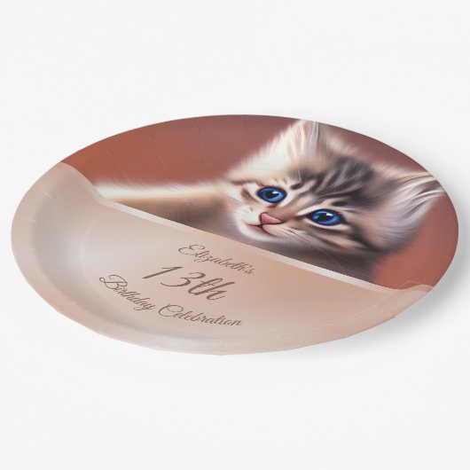 Assiettes En Carton Chat bébé mignonne | Plaques papier d'anniversaire (Angle)