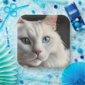 Assiettes En Carton Chat blanc (Fête)