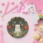 Assiettes En Carton Chat blanc Art nouveau dans le jardin (Fête)