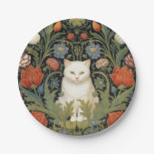 Assiettes En Carton Chat blanc Art nouveau dans le jardin (Devant)
