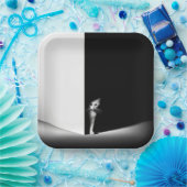 Assiettes En Carton Chat Blanc Dans Les Ombres Noires (Fête)