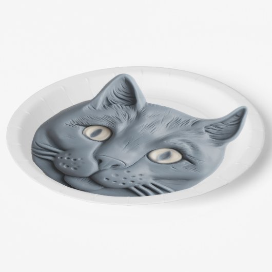 Assiettes En Carton Chat bleu russe (Angle)