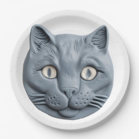 Assiettes En Carton Chat bleu russe (Devant)