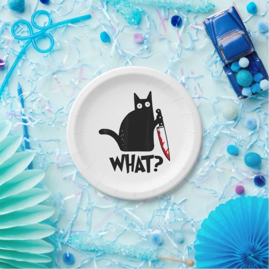 Assiettes En Carton Chat Ce Chat Noir Drôle Chemise Meurtre Chat Avec (Fête)
