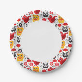 Assiettes En Carton Chat chanceux, dragon et panda (Devant)
