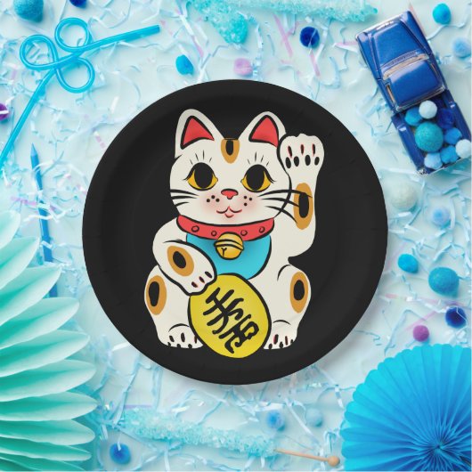 Assiettes En Carton Chat chanceux maneki nekko (Fête)