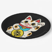 Assiettes En Carton Chat chanceux maneki nekko (Angle)