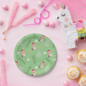 Assiettes En Carton Chat chaton chaton couleur vert Père Noël Joyeux N (Fête)