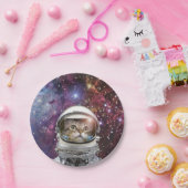 Assiettes En Carton Chat Cosmonaut (Fête)