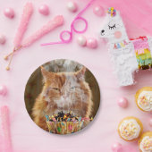 Assiettes En Carton Chat Cranky Drôle Avec Cupcake D'Anniversaire Fond (Fête)