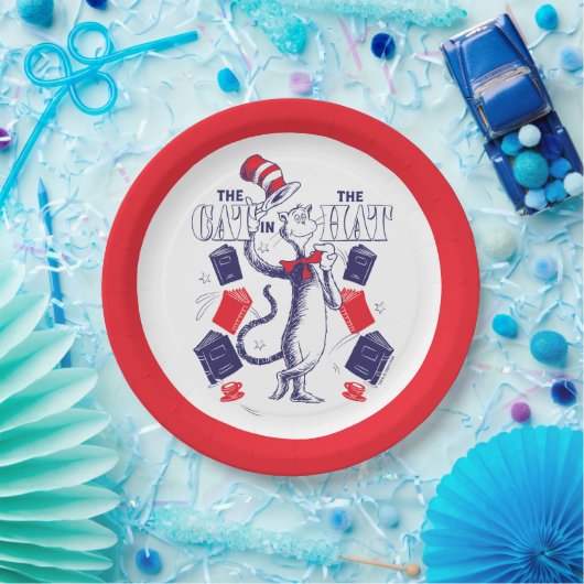Assiettes En Carton Chat dans le Casquette | Lecture de livres (Fête)