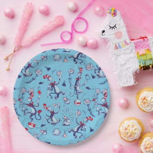 Assiettes En Carton Chat Dans Le Casquette | Motif bleu (Fête)