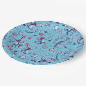Assiettes En Carton Chat Dans Le Casquette | Motif bleu (Angle)