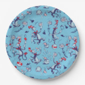 Assiettes En Carton Chat Dans Le Casquette | Motif bleu (Devant)