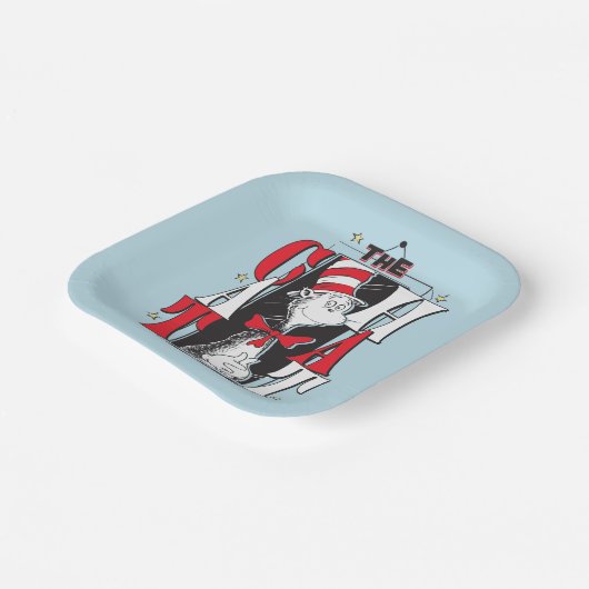 Assiettes En Carton Chat dans le Casquette | Texte B&W (Angulaire)