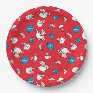 Assiettes En Carton Chat dans le Chapeau Le motif de poisson rouge
