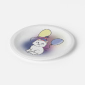 Assiettes En Carton Chat de dessin blanc avec ballons (Angle)