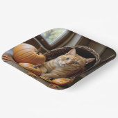 Assiettes En Carton Chat de gingembre dans une Cornucopia d'action de  (Angulaire)