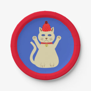 Assiettes En Carton Chat de Noël mignon