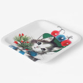 Assiettes En Carton Chat de Noël rétro vintage (Angulaire)