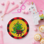 Assiettes En Carton Chat de Noël rustique, arbre et grenaille de buffl (Fête)