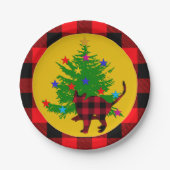 Assiettes En Carton Chat de Noël rustique, arbre et grenaille de buffl (Devant)