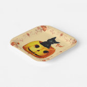 Assiettes En Carton Chat d'Halloween en Coussin Citrouille (Angulaire)