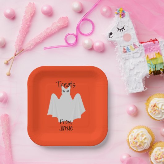 Assiettes En Carton Chat d'Halloween habillé comme une plaque de papie (Fête)