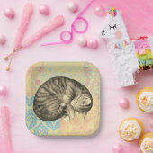 Assiettes En Carton Chat dormir sur la courtepointe mignonne (Fête)