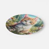 Assiettes En Carton Chat doux dans une prairie (Angle)