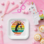 Assiettes En Carton Chat drôle (Fête)