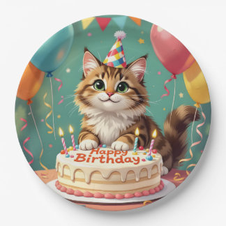 Assiettes En Carton Chat drôle joyeux anniversaire