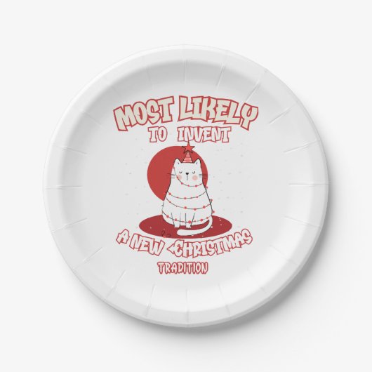 Assiettes En Carton Chat drôle le plus susceptible d'inventer une nouv (Devant)