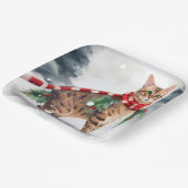 Assiettes En Carton Chat du Bengale à Noël de neige (Angulaire)