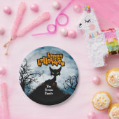 Assiettes En Carton Chat Éffrayant Halloween Happy personnalisé (Fête)
