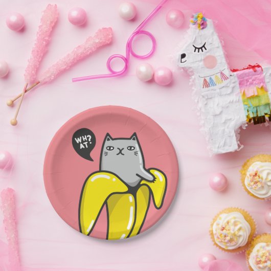Assiettes En Carton Chat en banane (Fête)