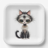 Assiettes En Carton Chat En Dessin Avec Collier En Perle (Recto)