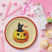 Assiettes En Carton Chat en Plaques Citrouilles Halloween (Fête)