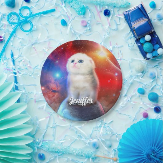 Assiettes En Carton Chat en train de pleurer dans l'espace (Fête)