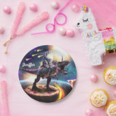 Assiettes En Carton Chat équitation dinosaure licorne dans l'espace (Fête)