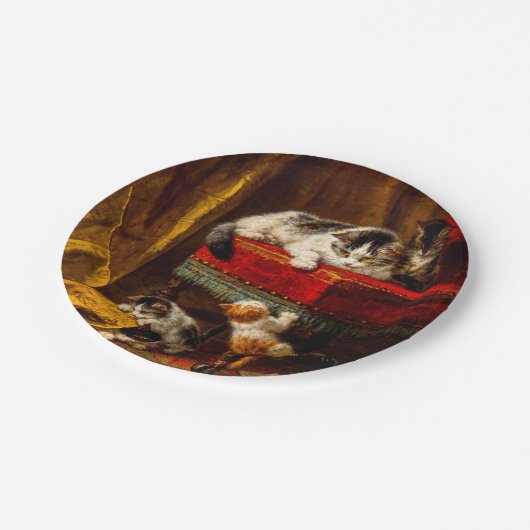 Assiettes En Carton Chat et chatons Jouer avec chaise (Angle)