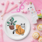 Assiettes En Carton Chat et le plante (Fête)