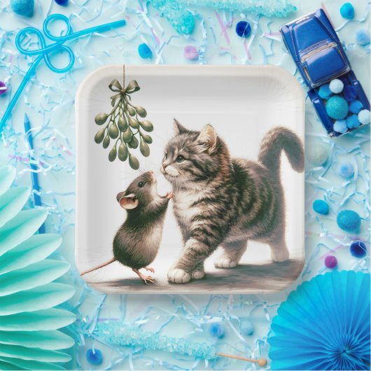 Assiettes En Carton Chat et souris avec souris (Fête)