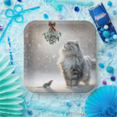 Assiettes En Carton Chat et souris sous Mistletoe (Fête)