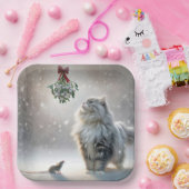 Assiettes En Carton Chat et souris sous Mistletoe (Fête)