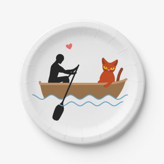 Assiettes En Carton Chat et tour en bateau Drôle Whimsical Animateur d (Devant)