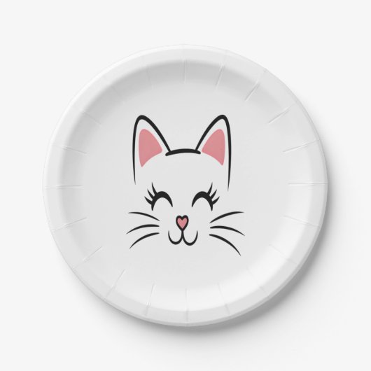 Assiettes En Carton Chat Face Whiskers Imprimer L'Amour Halloween (Devant)